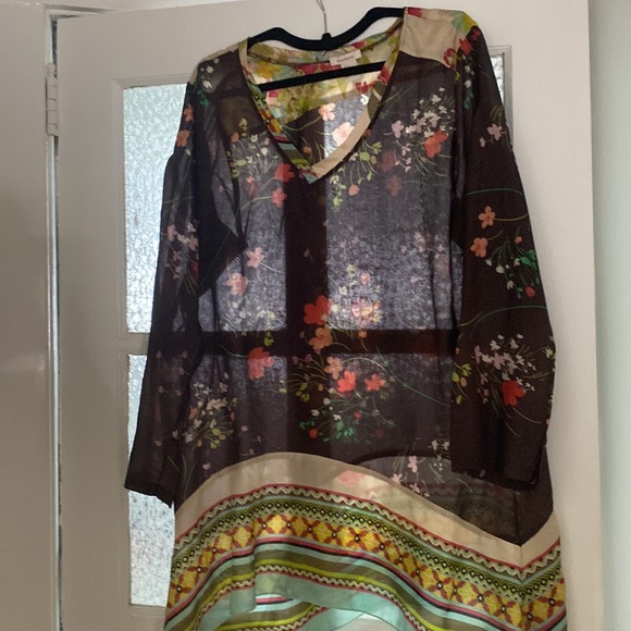 Sundance Silk Tunic Dress Multicolor Floral L - Picture 5 of 5